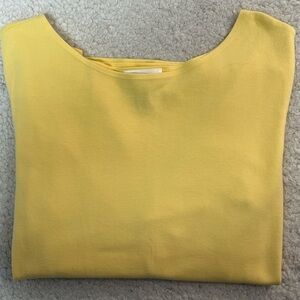 Talbots Yellow Scoop Neck Tee 3/4 Length Sleeve Length Size: Large